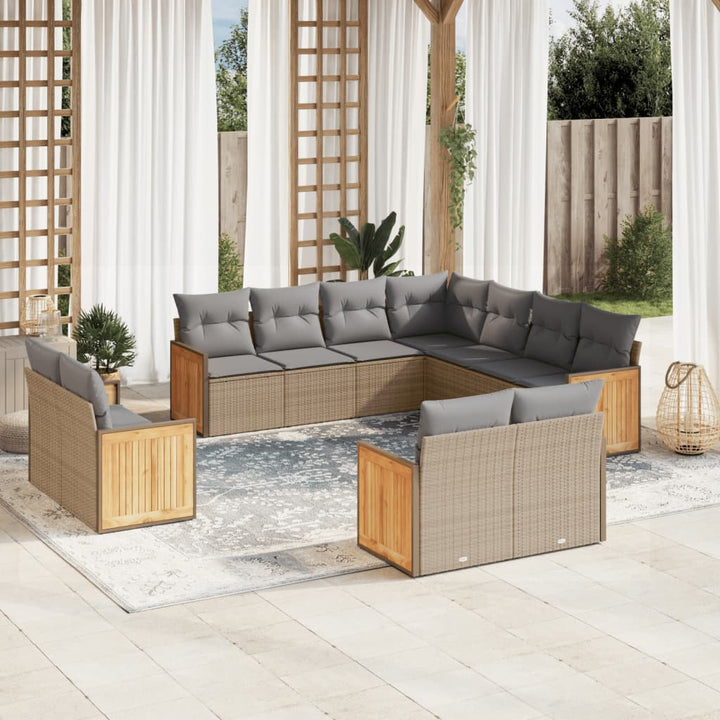 sofasæt til haven 11 dele med hynder polyrattan beige