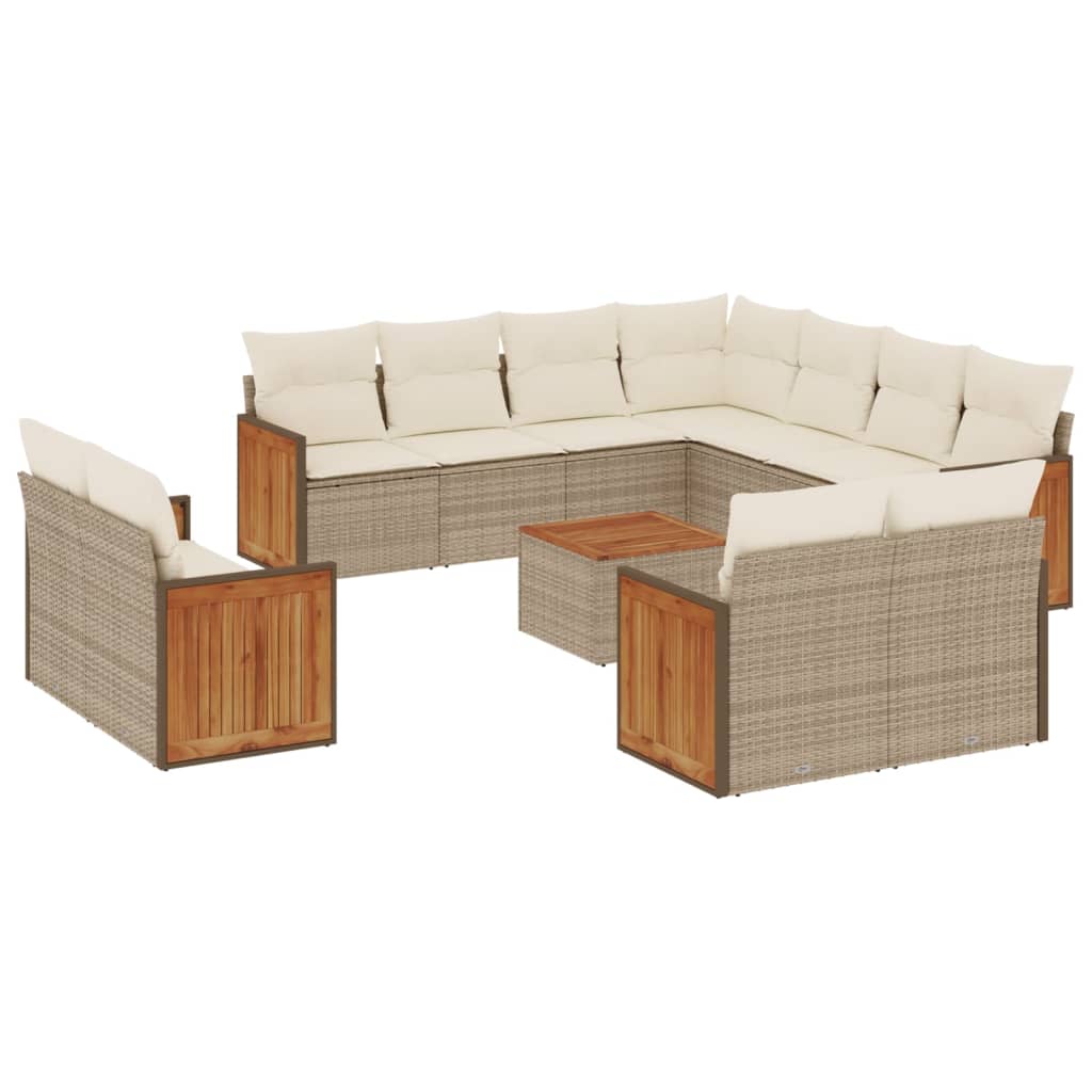 sofasæt til haven 12 dele med hynder polyrattan beige