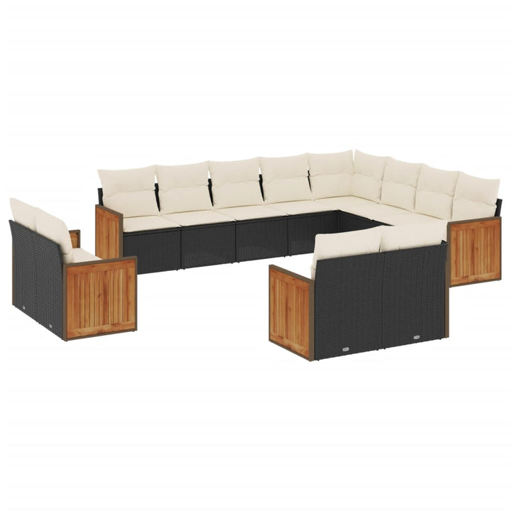 sofasæt til haven 12 dele med hynder polyrattan sort