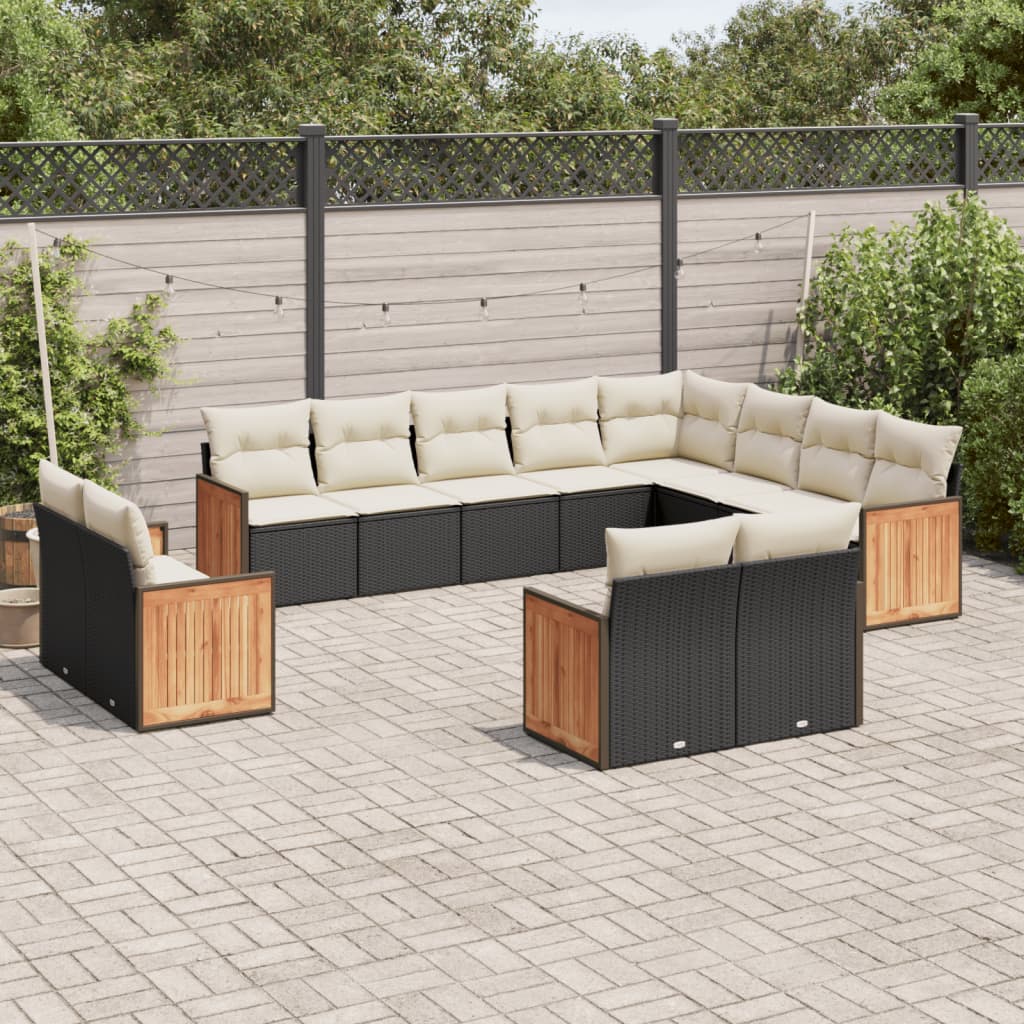 sofasæt til haven 12 dele med hynder polyrattan sort