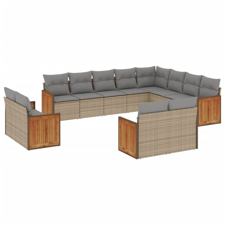 sofasæt til haven 12 dele med hynder polyrattan beige