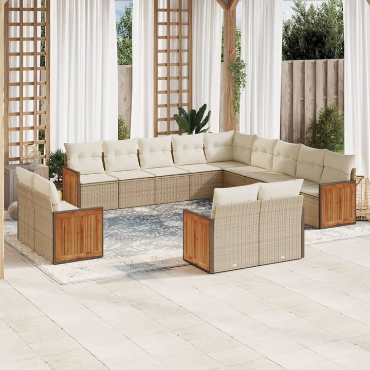 sofasæt til haven 13 dele med hynder polyrattan beige