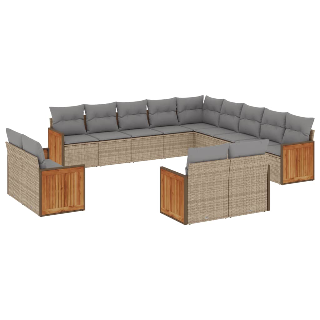 sofasæt til haven 13 dele med hynder polyrattan beige