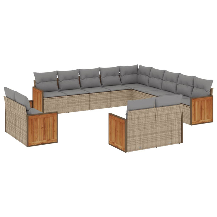 sofasæt til haven 13 dele med hynder polyrattan beige