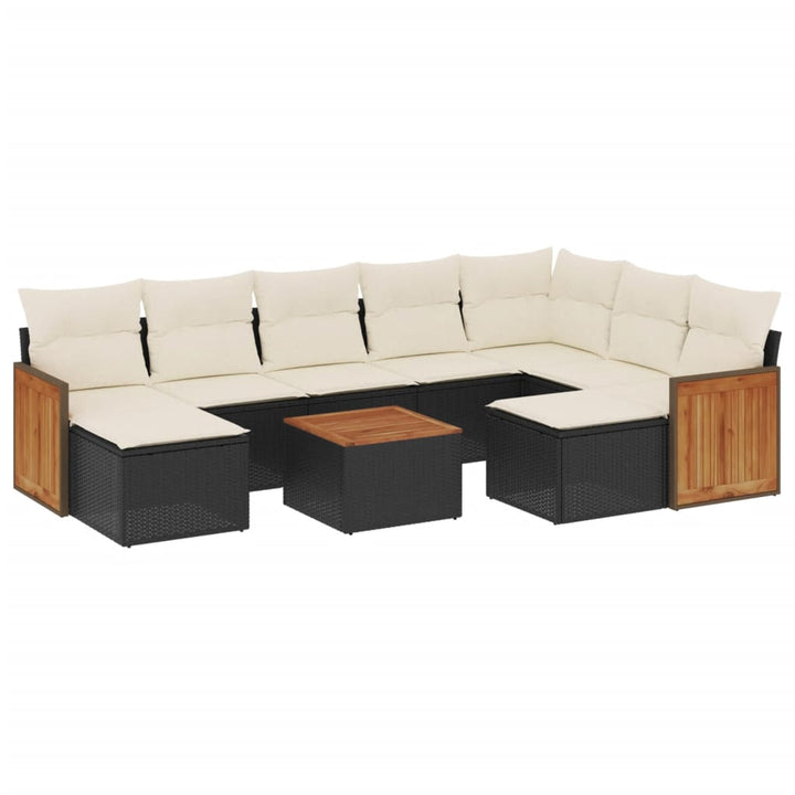 sofasæt til haven 10 dele med hynder polyrattan sort