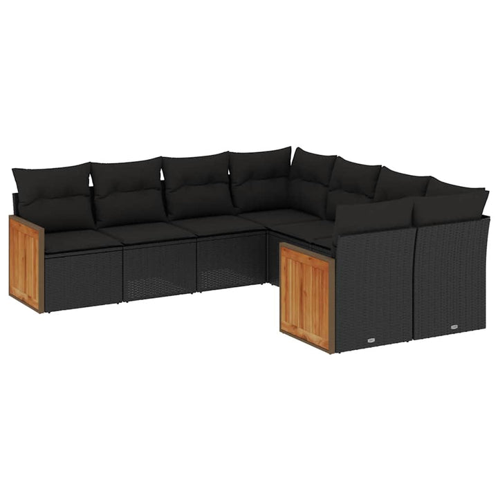 sofasæt til haven 8 dele med hynder polyrattan sort