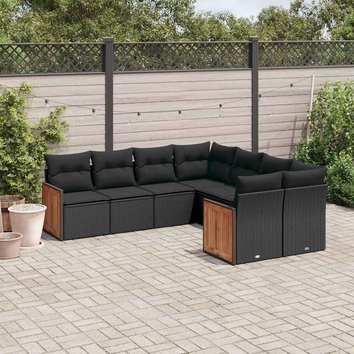 sofasæt til haven 8 dele med hynder polyrattan sort