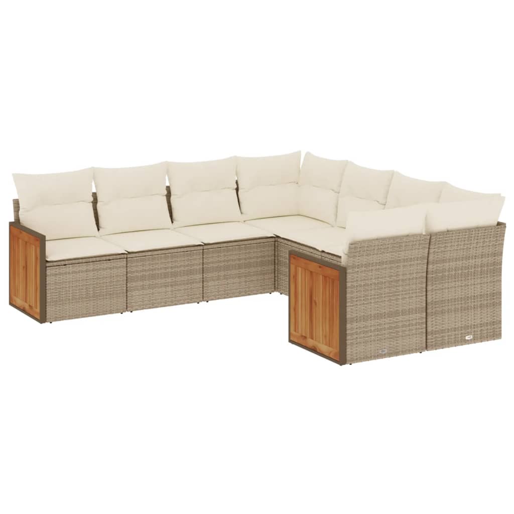 sofasæt til haven 8 dele med hynder polyrattan beige
