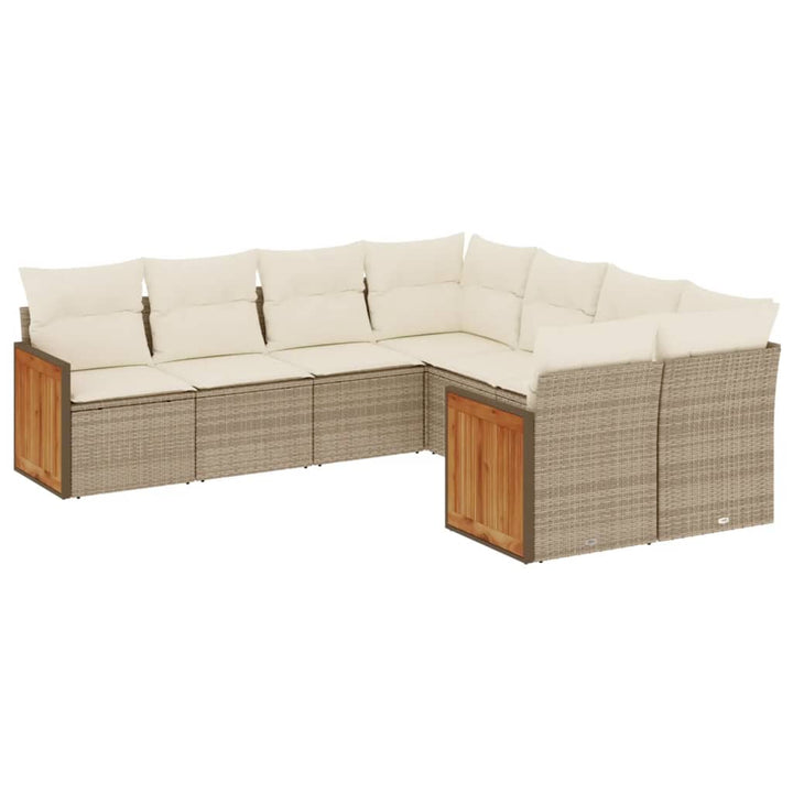 sofasæt til haven 8 dele med hynder polyrattan beige