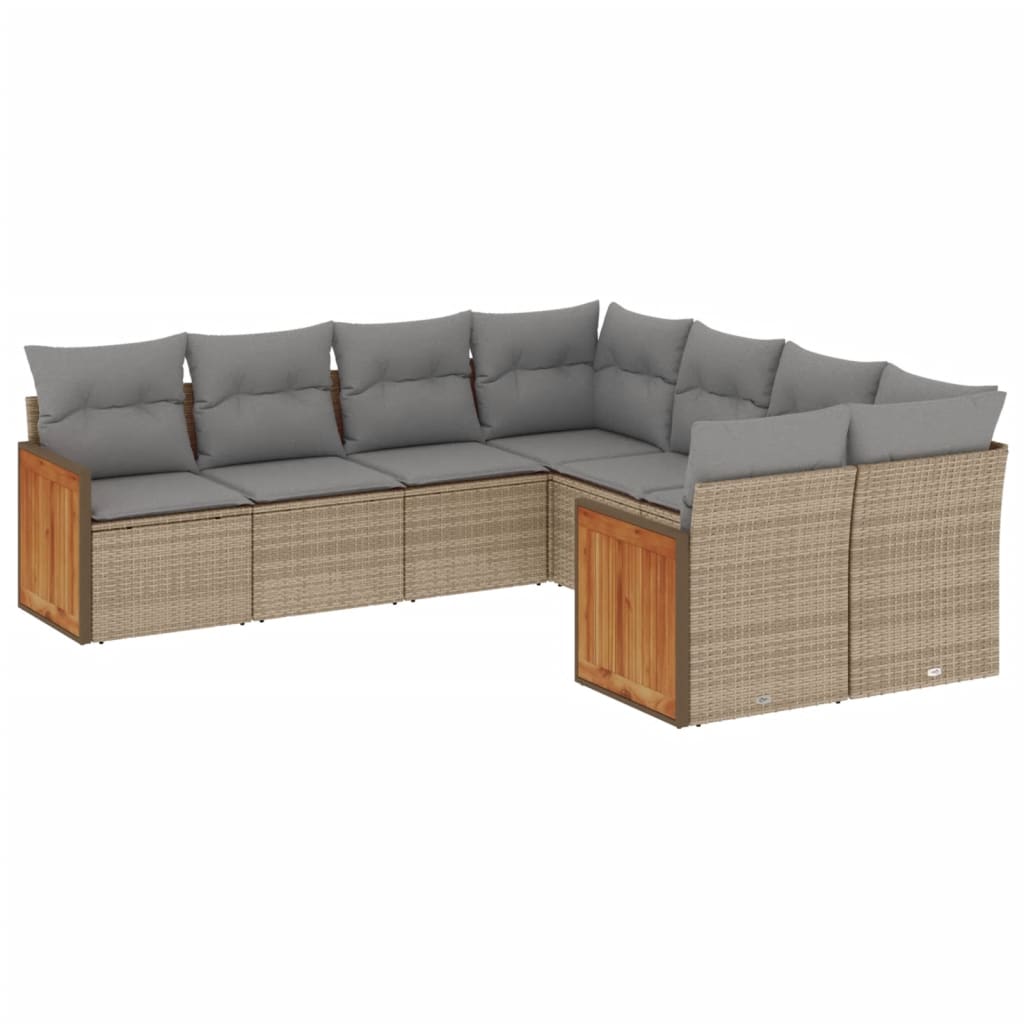 sofasæt til haven 8 dele med hynder polyrattan beige