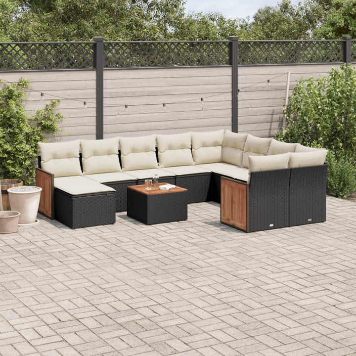 sofasæt til haven 11 dele med hynder polyrattan sort