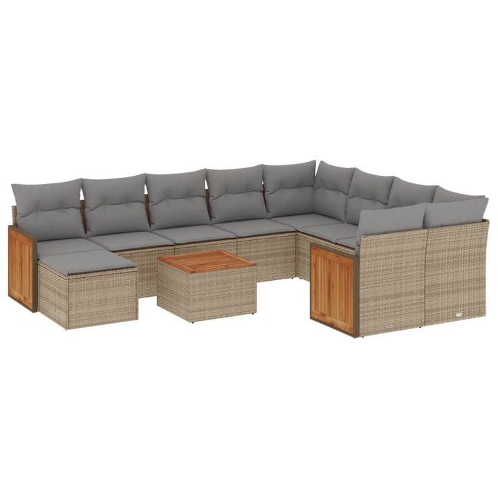 sofasæt til haven 11 dele med hynder polyrattan beige