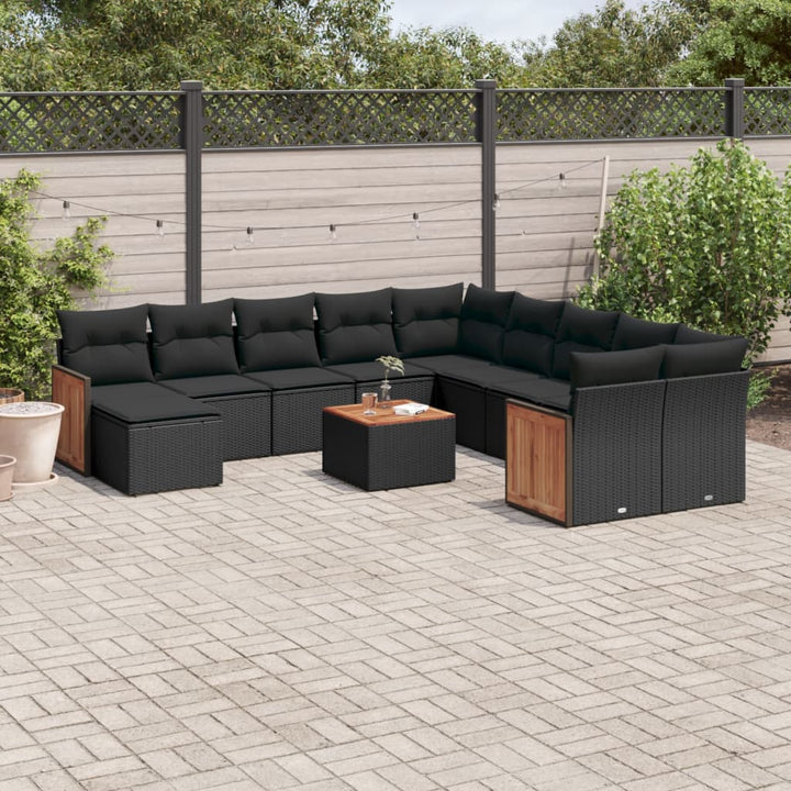 sofasæt til haven 12 dele med hynder polyrattan sort