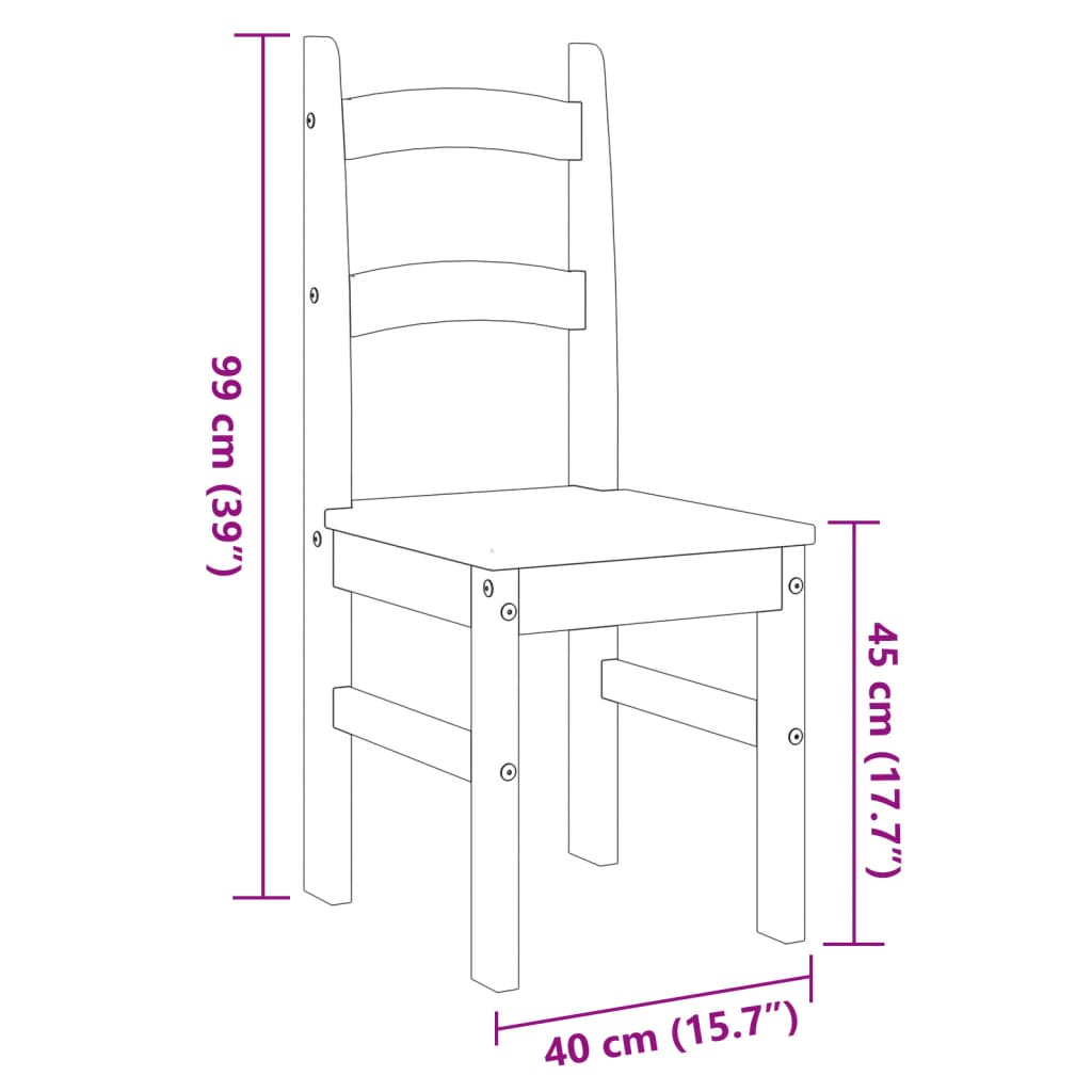 spisebordsstole 2 stk. 40x46x99 cm massivt fyrretræ