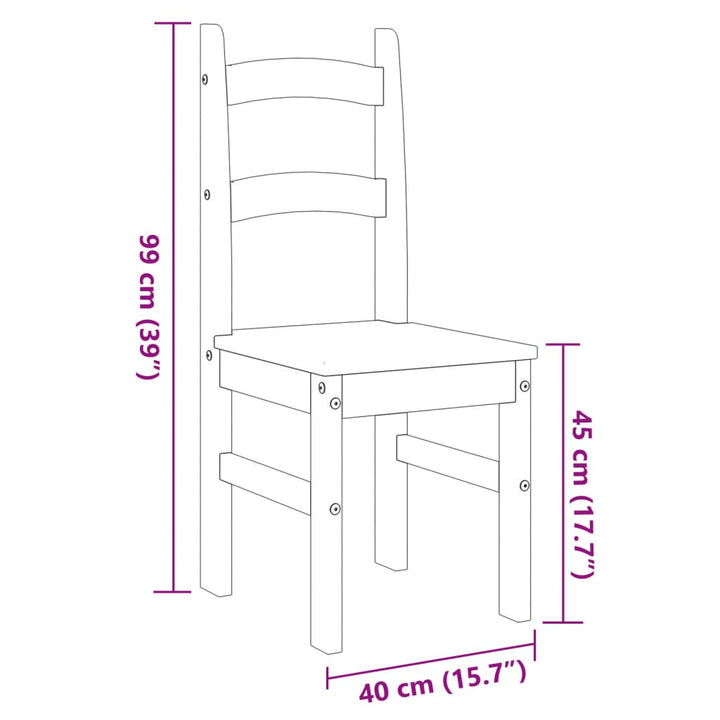 spisebordsstole 2 stk. 40x46x99 cm massivt fyrretræ