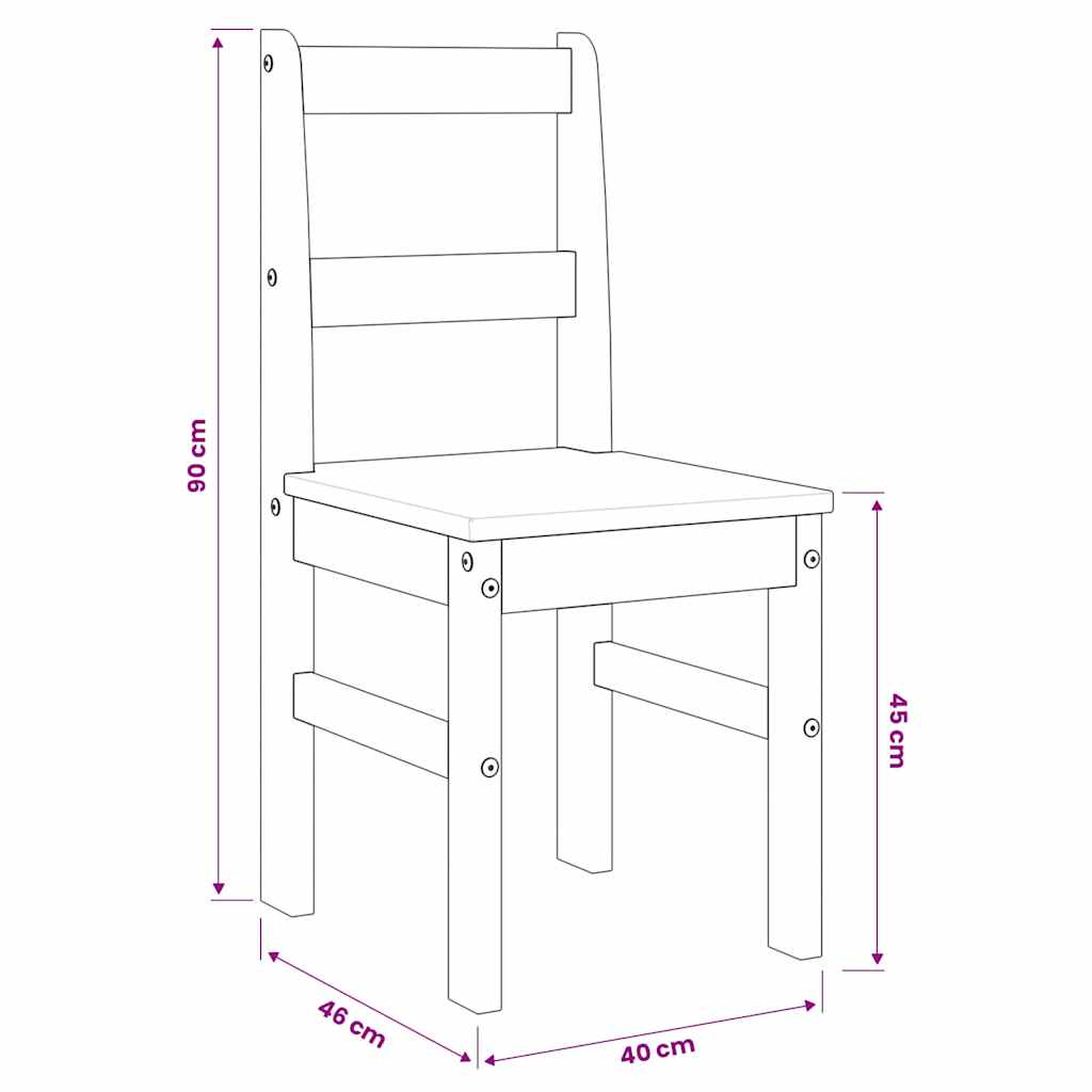 spisebordsstole 2 stk. Panama 40x46x90 cm massivt fyrretræ hvid