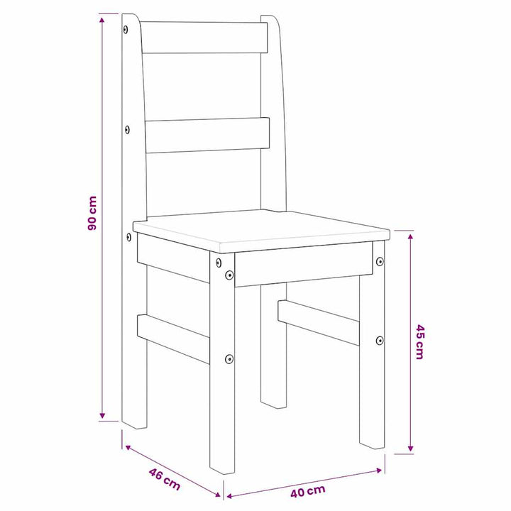 spisebordsstole 2 stk. Panama 40x46x90 cm massivt fyrretræ hvid