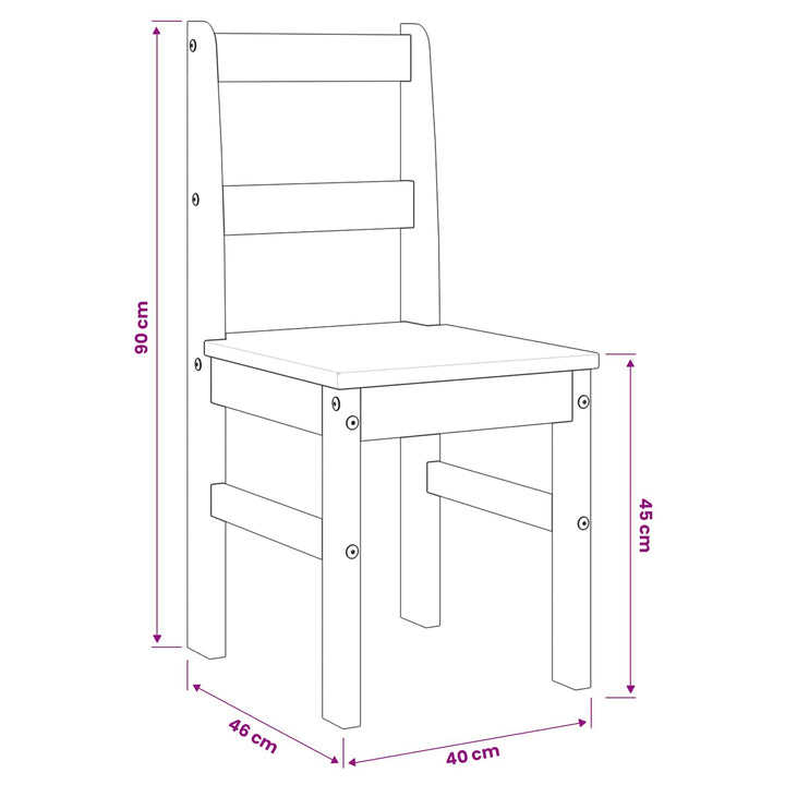 spisebordsstole 2 stk. Panama 40x46x90 cm massivt fyrretræ hvid