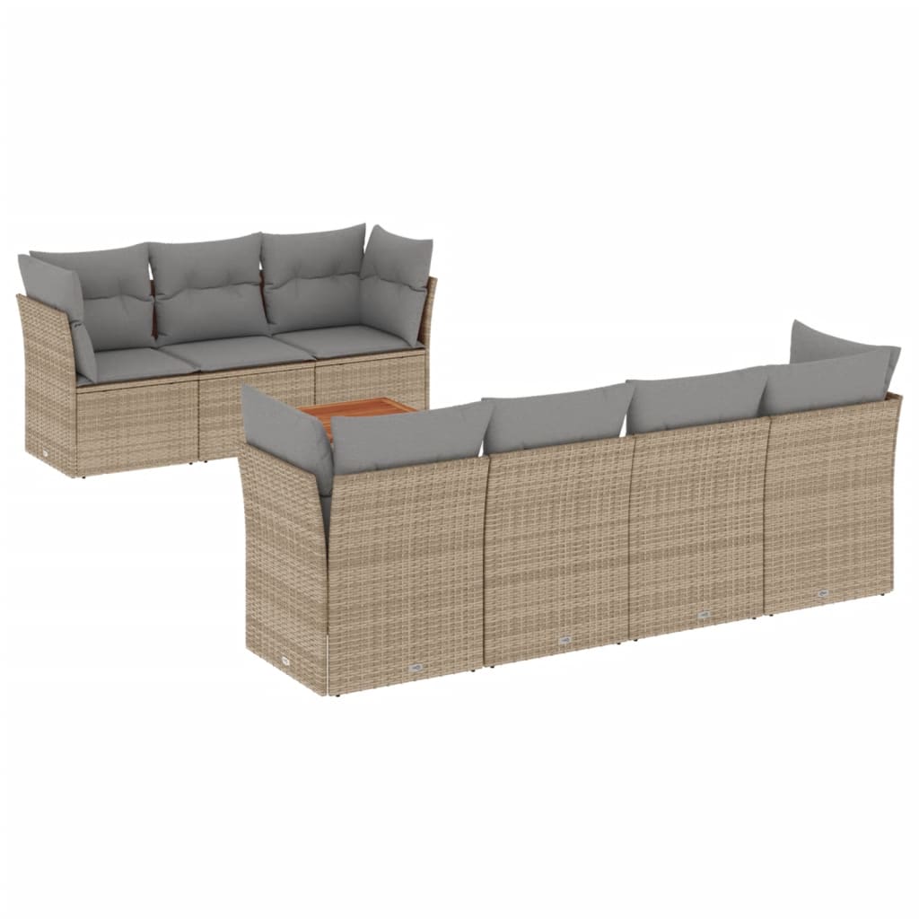 sofasæt til haven 8 dele med hynder polyrattan beige