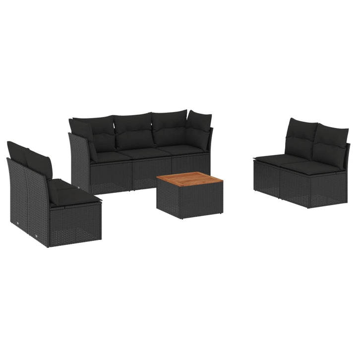 sofasæt til haven 8 dele med hynder polyrattan sort