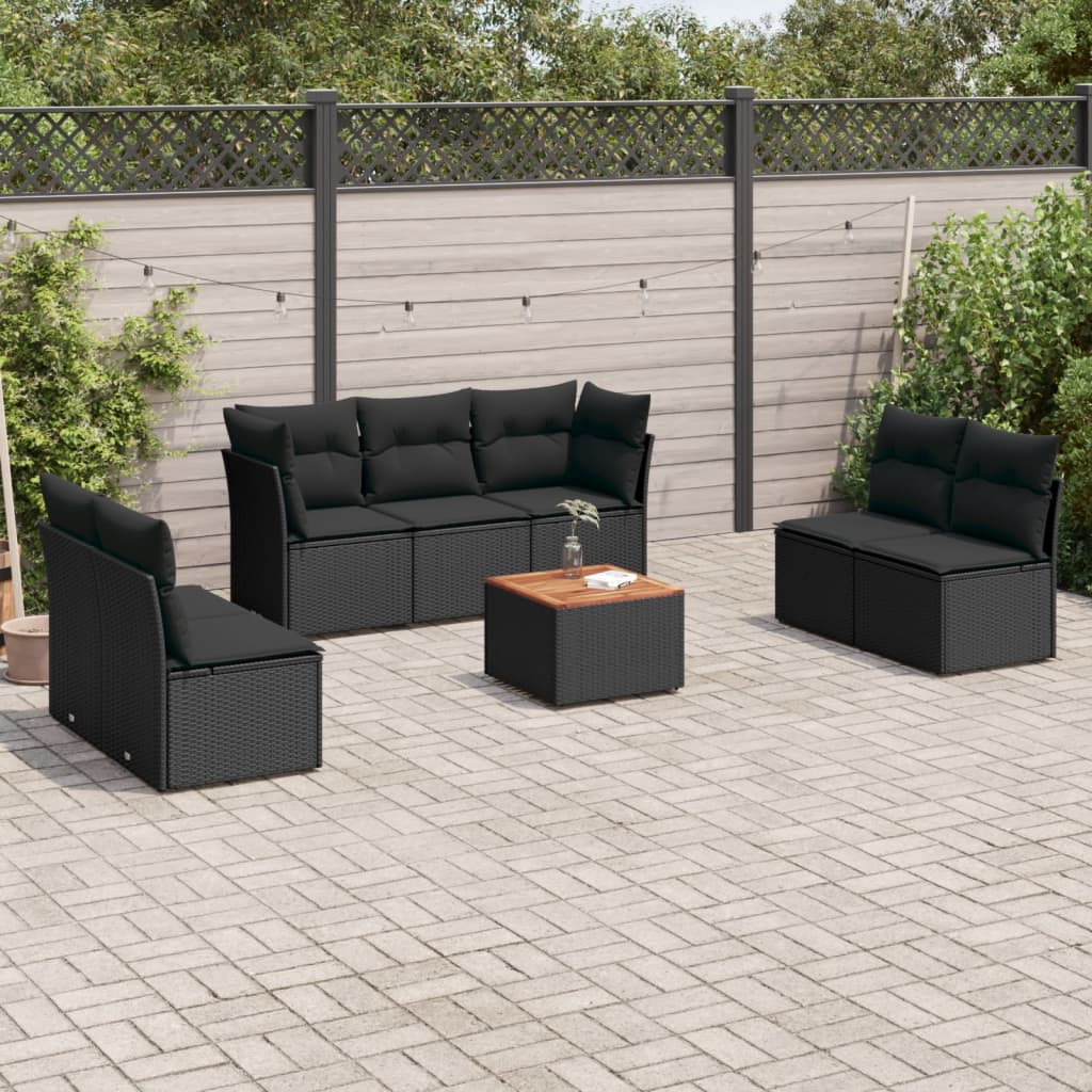 sofasæt til haven 8 dele med hynder polyrattan sort