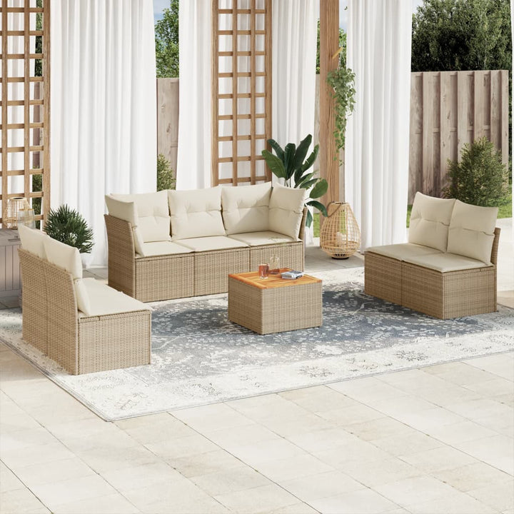 sofasæt til haven 8 dele med hynder polyrattan beige