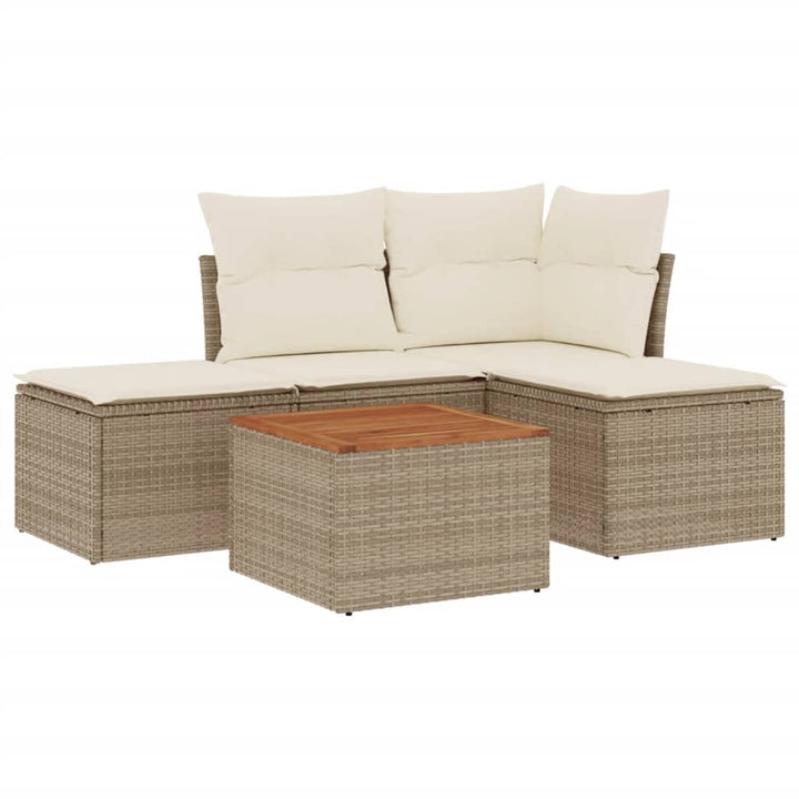 sofasæt til haven 5 dele med hynder polyrattan beige