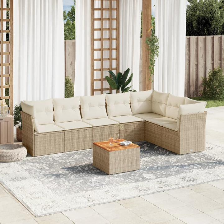 sofasæt til haven 8 dele med hynder polyrattan beige