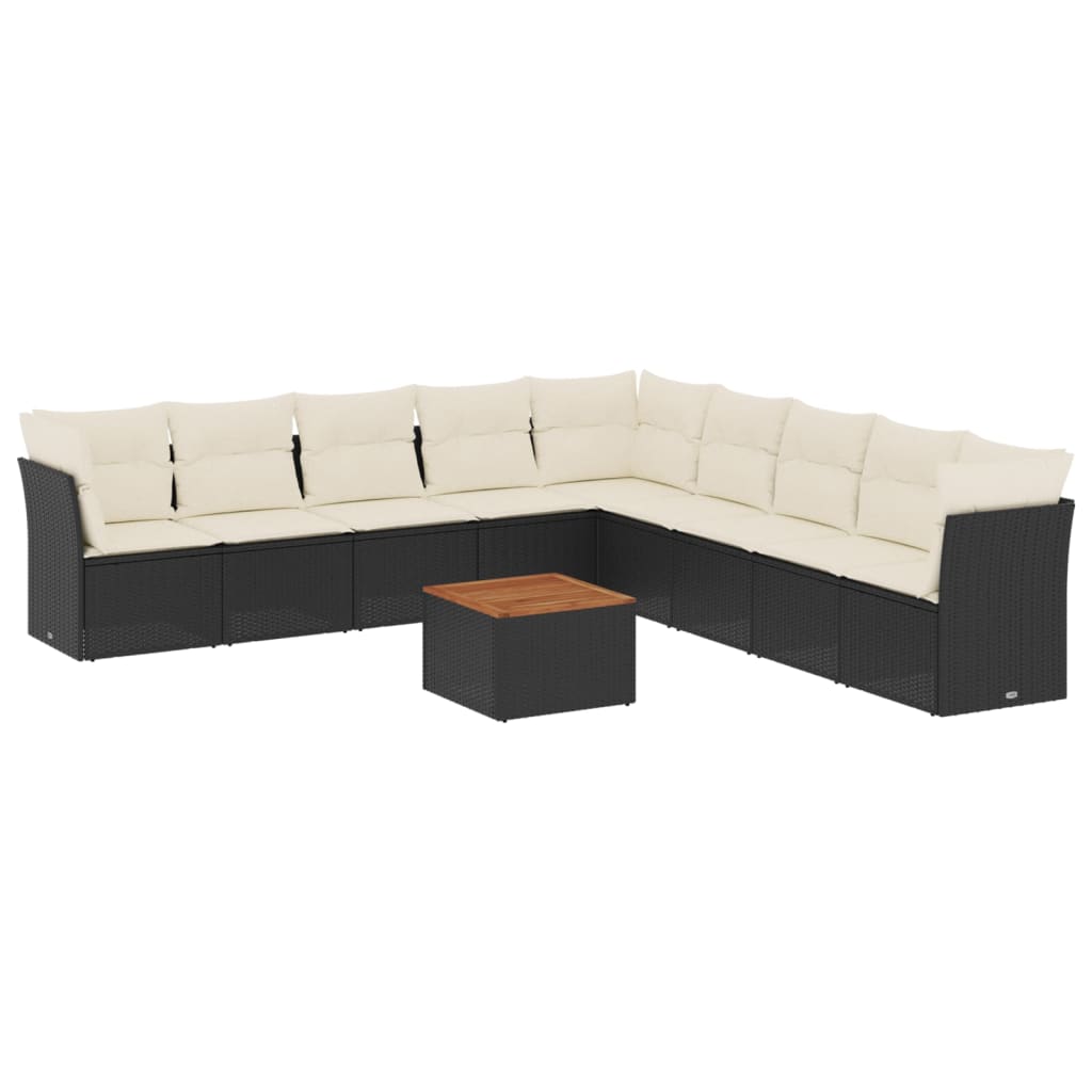 sofasæt til haven 10 dele med hynder polyrattan sort