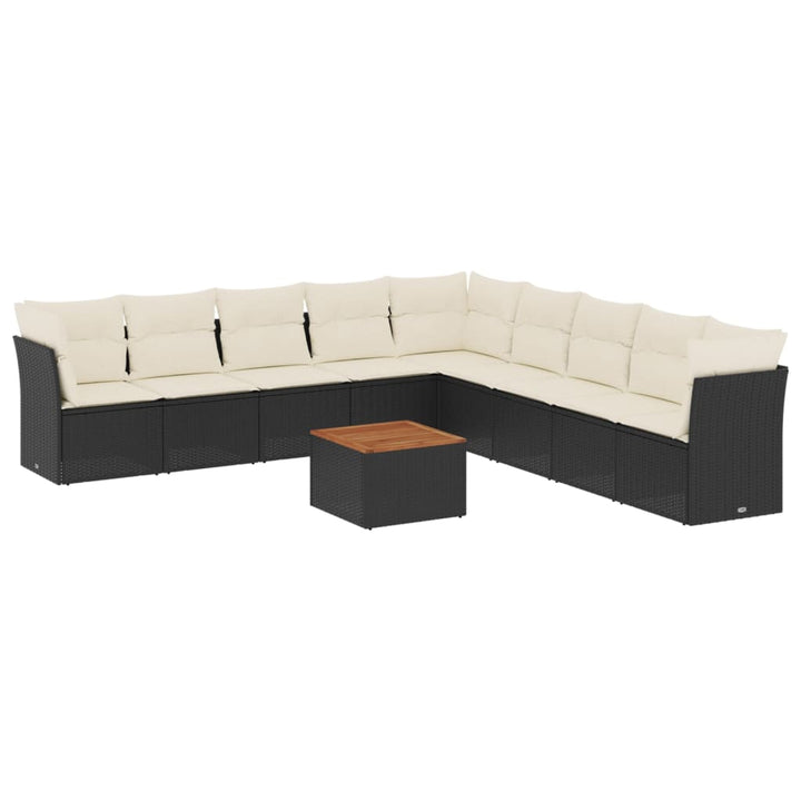 sofasæt til haven 10 dele med hynder polyrattan sort