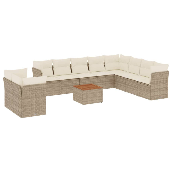 sofasæt til haven 11 dele med hynder polyrattan beige