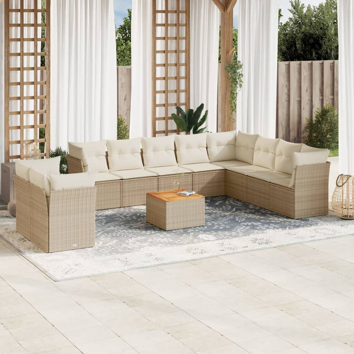 sofasæt til haven 11 dele med hynder polyrattan beige