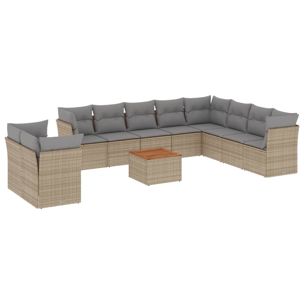 sofasæt til haven 11 dele med hynder polyrattan beige