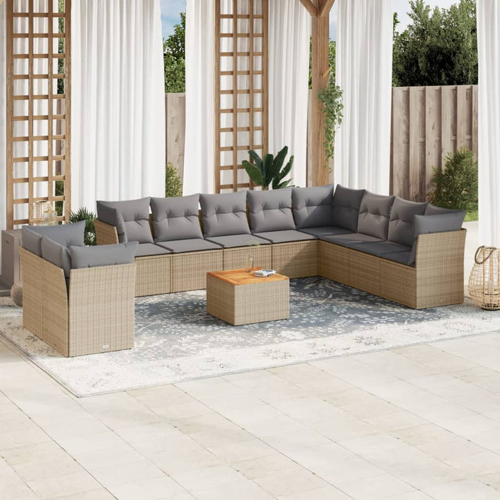sofasæt til haven 11 dele med hynder polyrattan beige