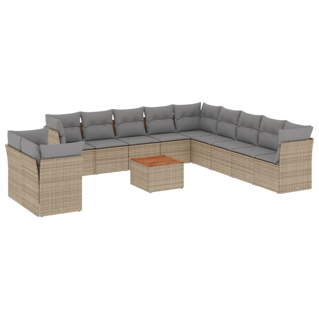 sofasæt til haven 12 dele med hynder polyrattan beige