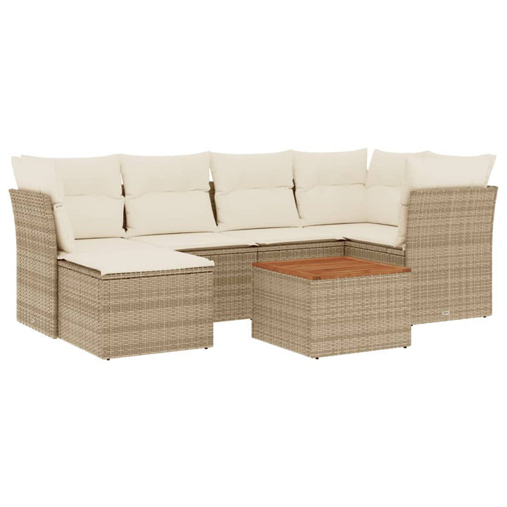 sofasæt til haven 7 dele med hynder polyrattan beige
