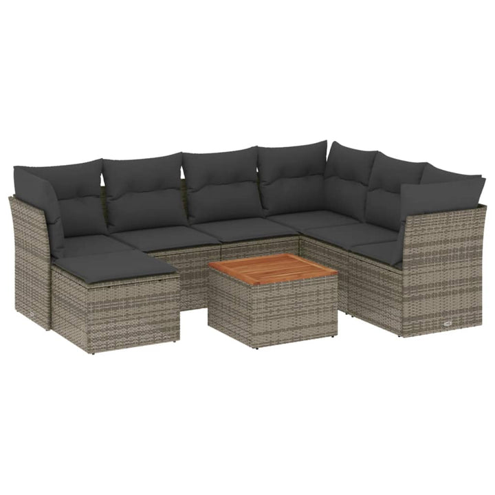 sofasæt til haven 8 dele med hynder polyrattan grå