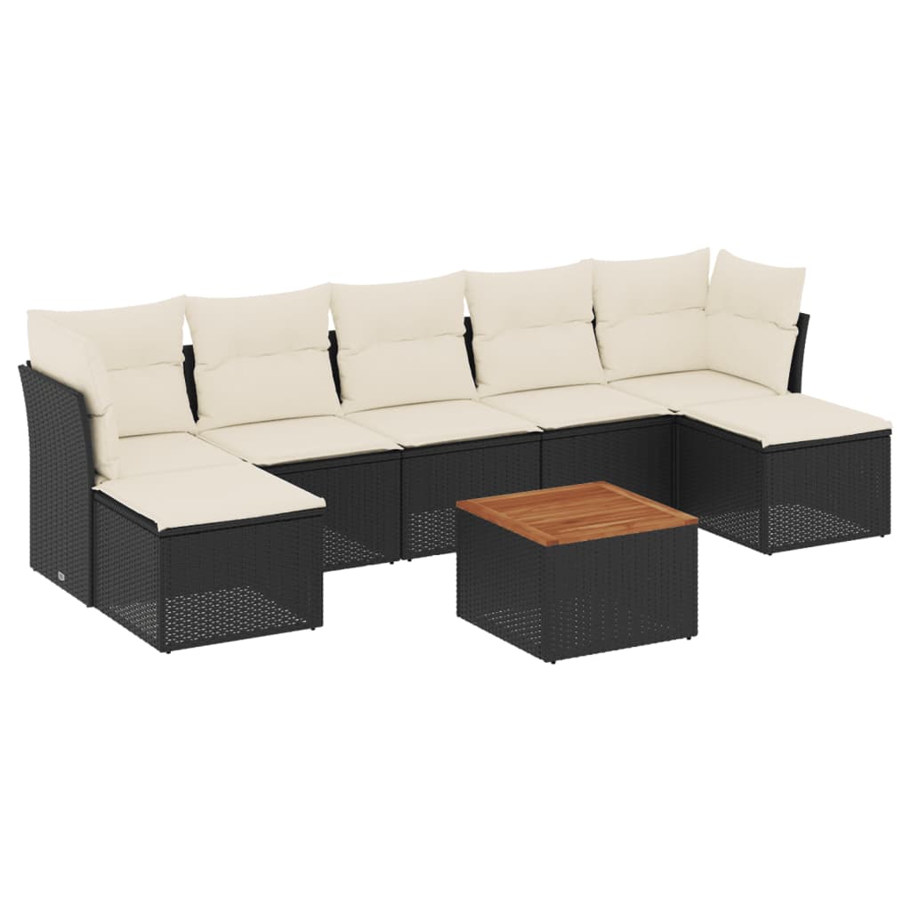 sofasæt til haven 8 dele med hynder polyrattan sort