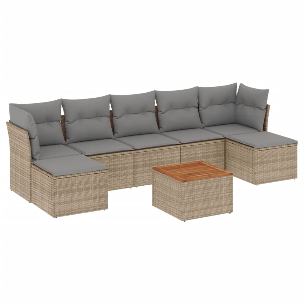 sofasæt til haven 8 dele med hynder polyrattan beige