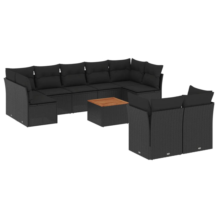 sofasæt til haven 10 dele med hynder polyrattan sort
