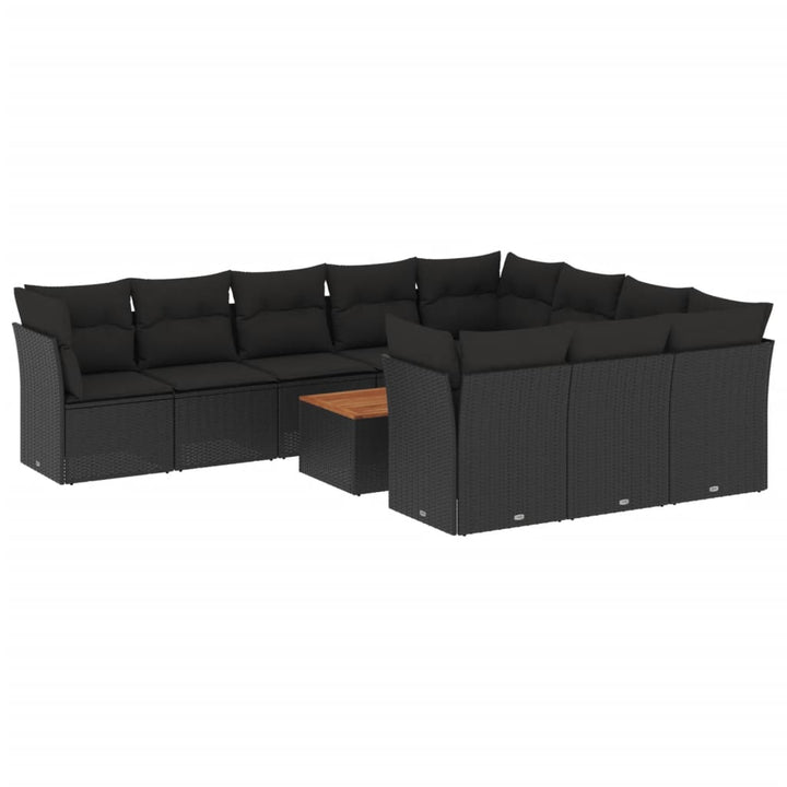 sofasæt til haven 11 dele med hynder polyrattan sort