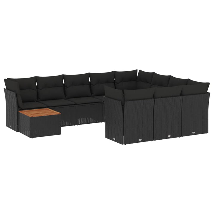 sofasæt til haven 11 dele med hynder polyrattan sort
