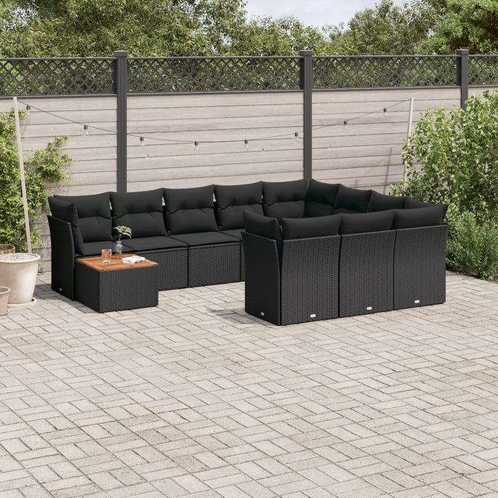 sofasæt til haven 11 dele med hynder polyrattan sort