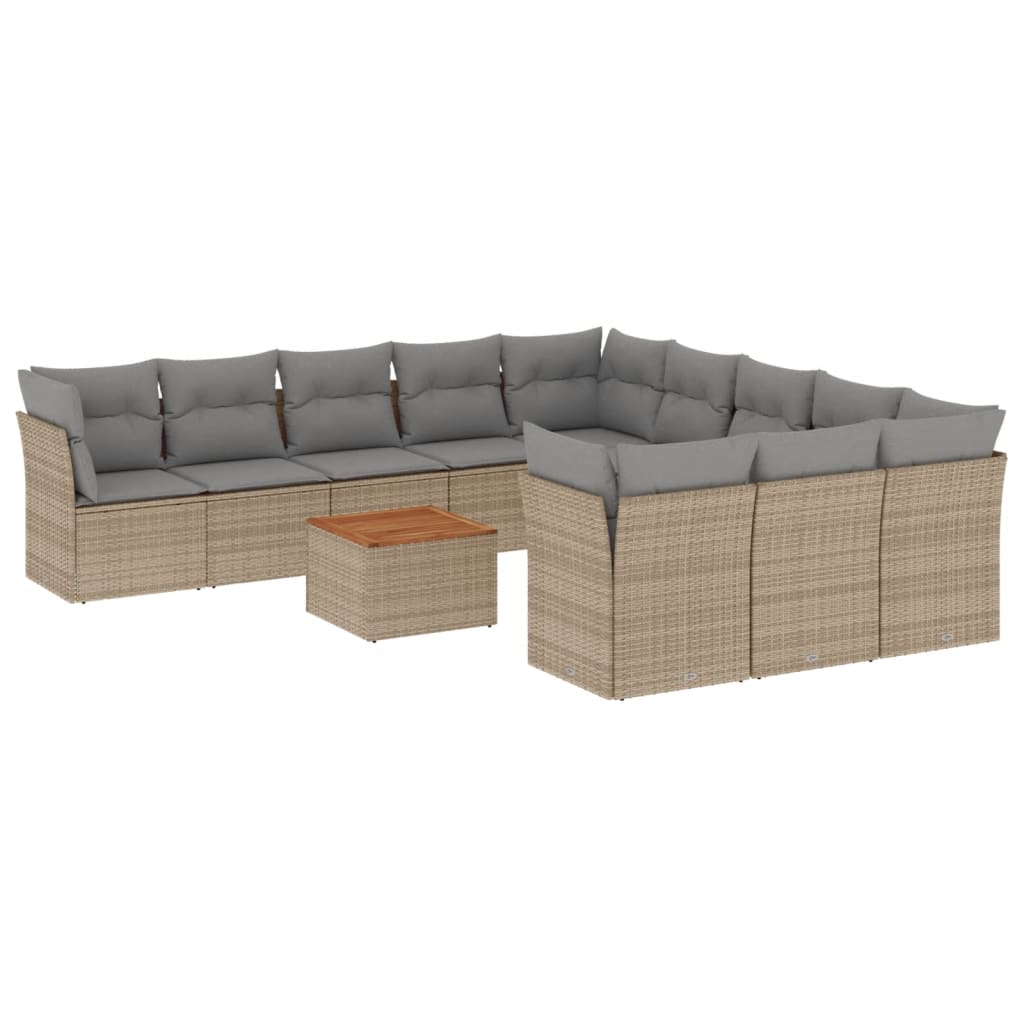 sofasæt til haven 12 dele med hynder polyrattan beige