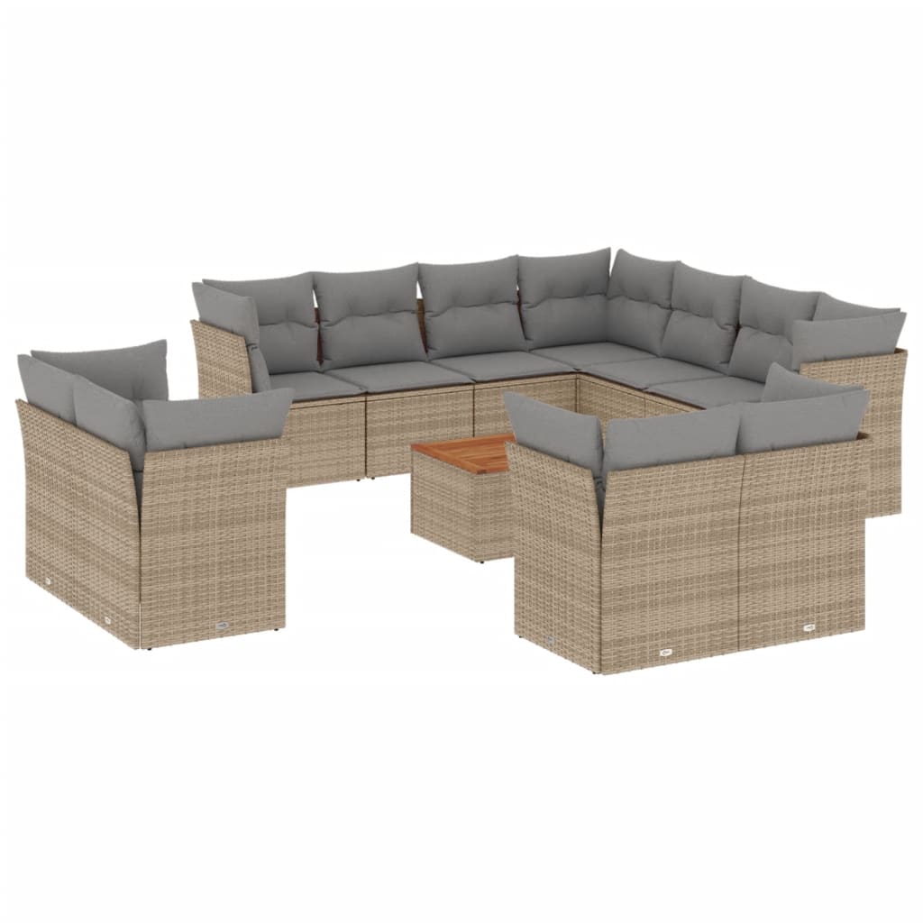 sofasæt til haven 12 dele med hynder polyrattan beige