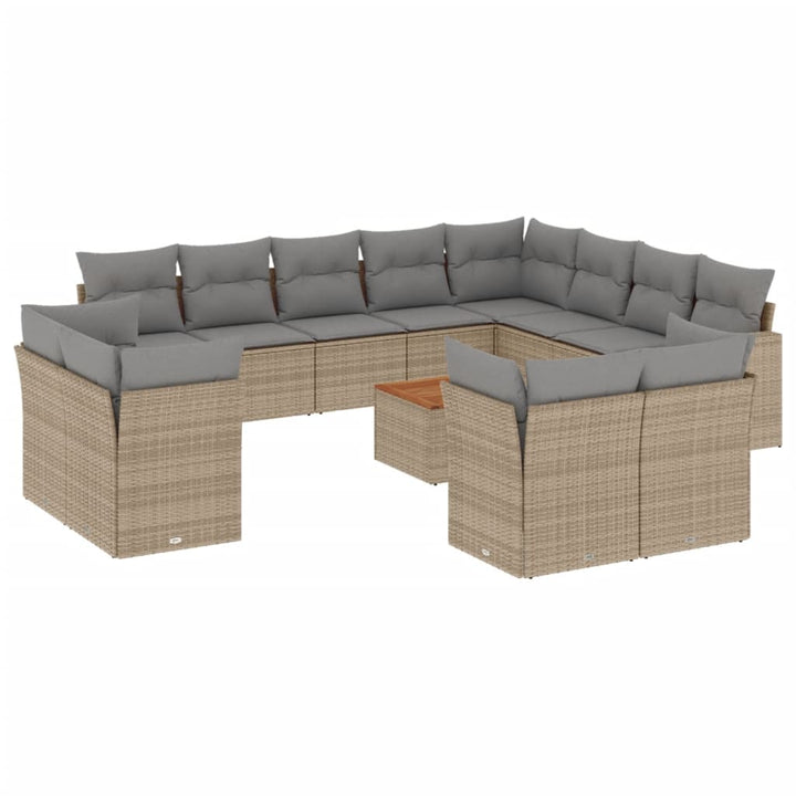 sofasæt til haven 13 dele med hynder polyrattan beige