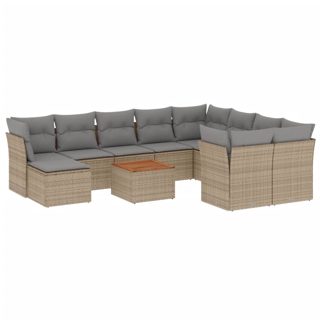 sofasæt til haven 11 dele med hynder polyrattan beige