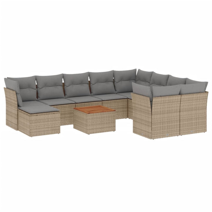 sofasæt til haven 11 dele med hynder polyrattan beige
