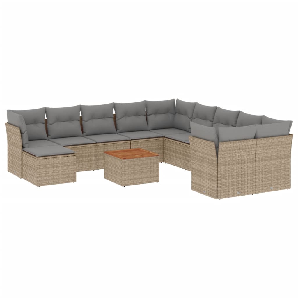 sofasæt til haven 12 dele med hynder polyrattan beige