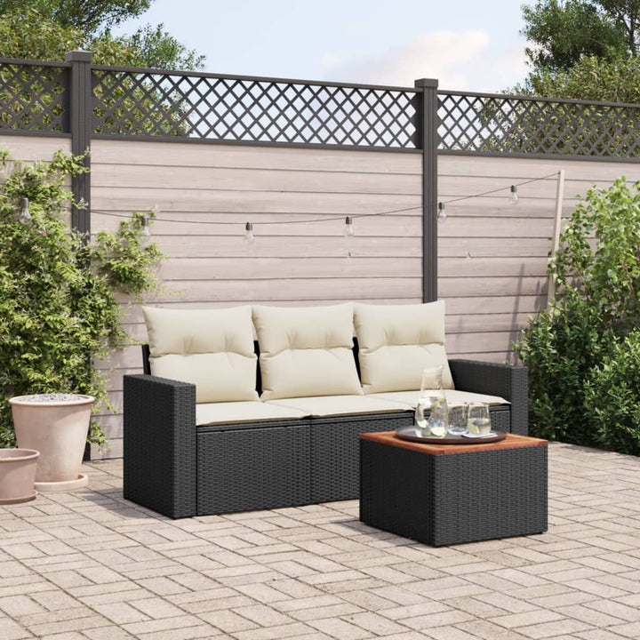 sofasæt til haven 4 dele med hynder polyrattan sort